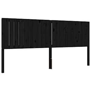 Rám postele s čelem černý 200 x 200 cm masivní dřevo - obrázek 9