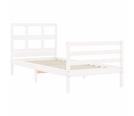 vidaXL S&auml;ngram med s&auml;nggavel vit massivt tr&auml;