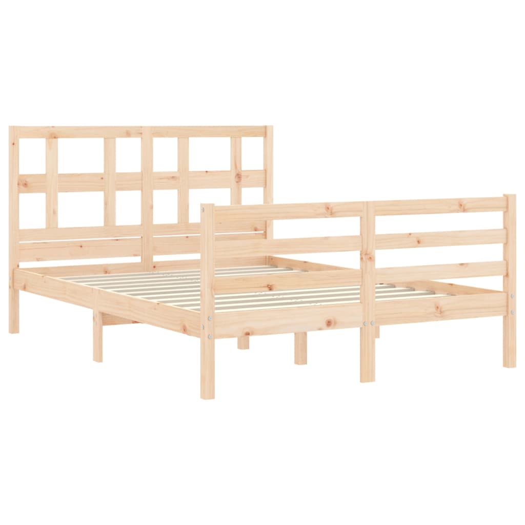 vidaXL Bed Frame with Headboard 140x190 cm Solid Wood