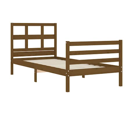 vidaXL Lovos rėmas su galvūgaliu, medaus rudas, 90x200cm, mediena