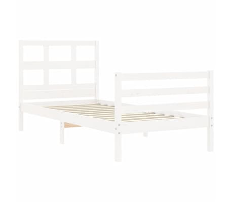 vidaXL Lovos rėmas su galvūgaliu, baltas, 100x200cm, medienos masyvas