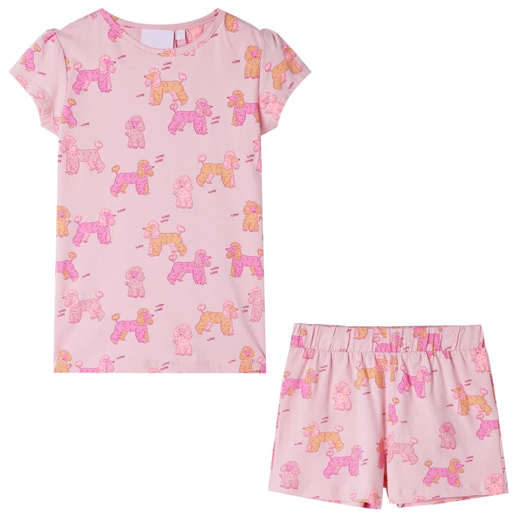 Pijamale pentru copii cu mâneci scurte, roz deschis, 104