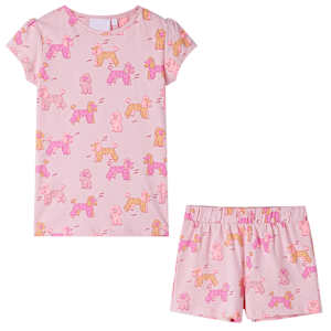 Otroška pižama s kratkimi rokavi svetlo roza 140