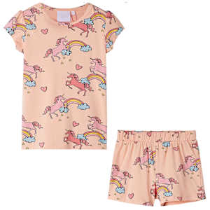 Otroška pižama s kratkimi rokavi svetlo oranžna 92