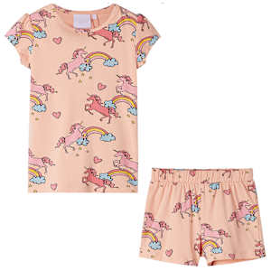 Otroška pižama s kratkimi rokavi svetlo oranžna 116