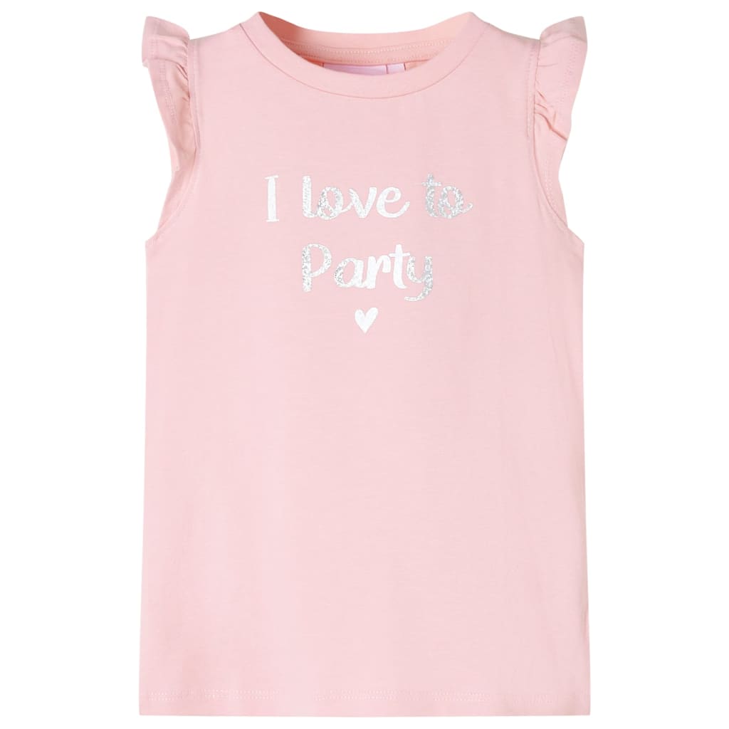 Tricou pentru copii cu mâneci cu volane, roz pal, 140