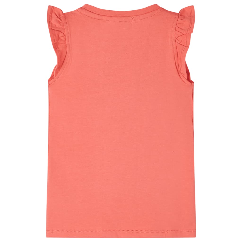 vidaXL Kindershirt met ruches aan de mouwen 92 koraalkleurig afbeelding