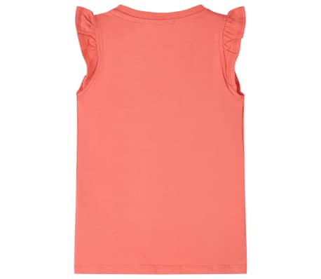 Kinder-T-Shirt mit R&uuml;schen&auml;rmeln Korallenrosa 92