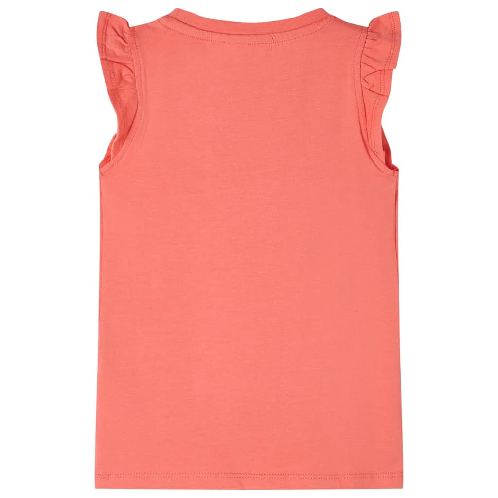 vidaXL Kindershirt met ruches aan de mouwen 104 koraalkleurig afbeelding