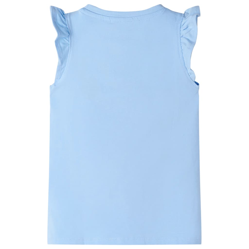 vidaXL Kindershirt met ruches aan de mouwen 92 lichtblauw afbeelding