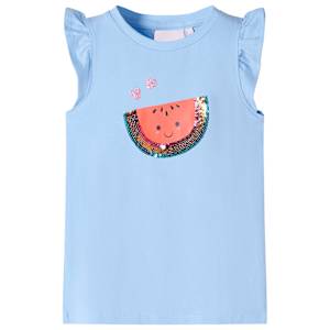 Otroška majica s kratkimi rokavi z volančki svetlo modra 104