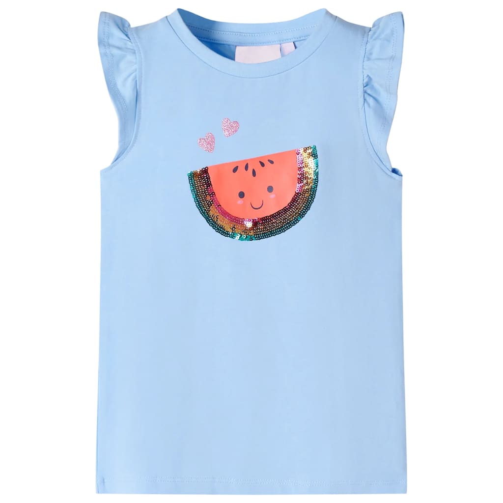 Kinder-T-Shirt mit Rüschenärmeln Hellblau 128