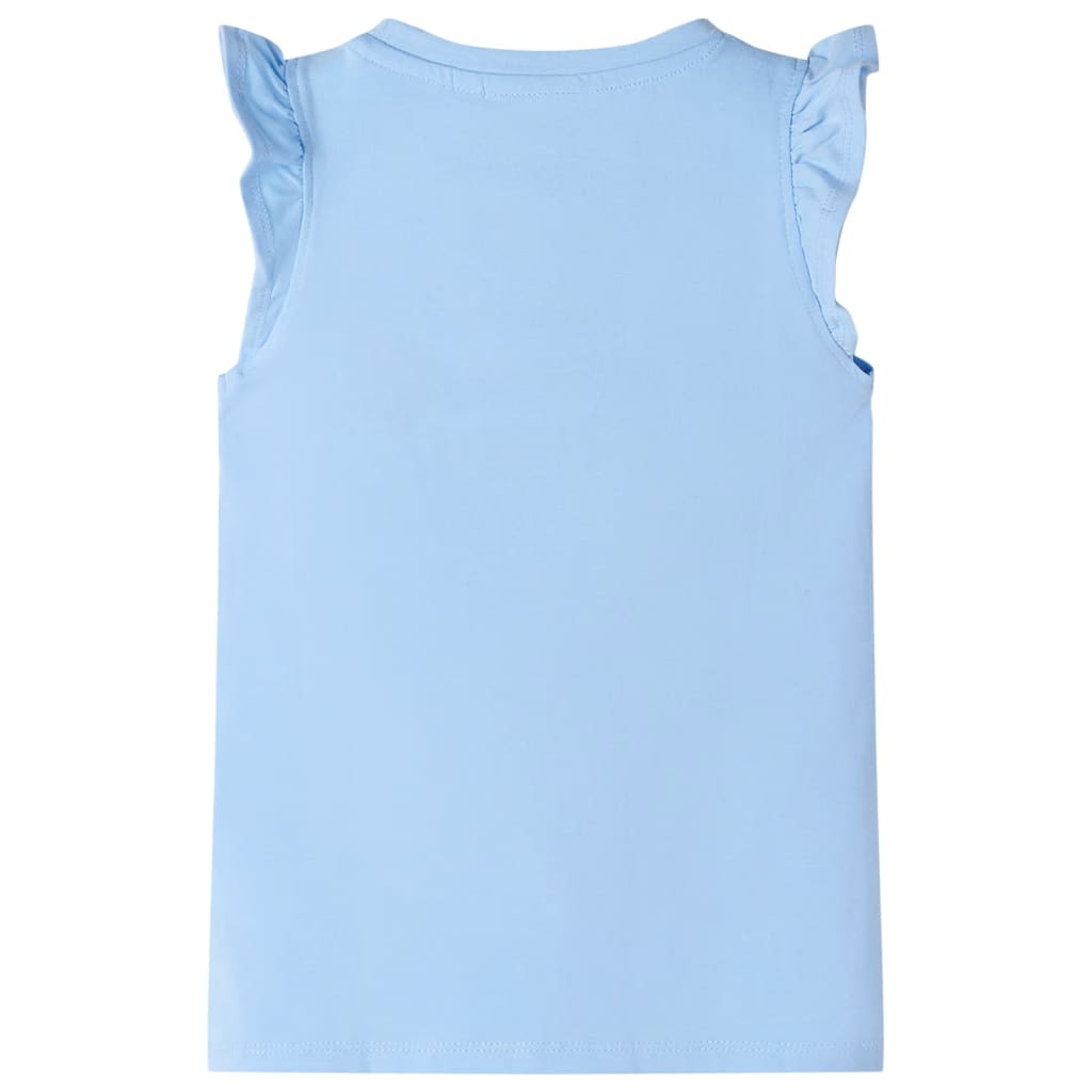 vidaXL Kindershirt met ruches aan de mouwen 140 lichtblauw afbeelding