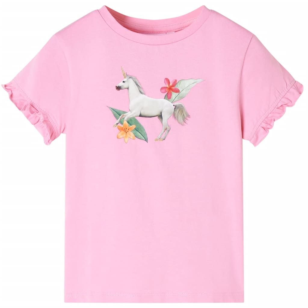 Tricou pentru copii cu mâneci scurte, roz aprins 104