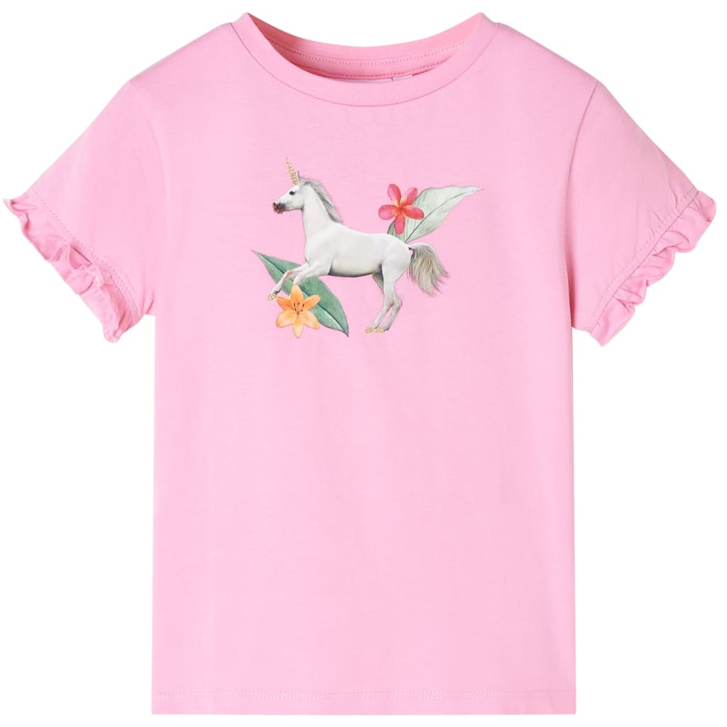 Tricou pentru copii cu mâneci scurte, roz aprins 128