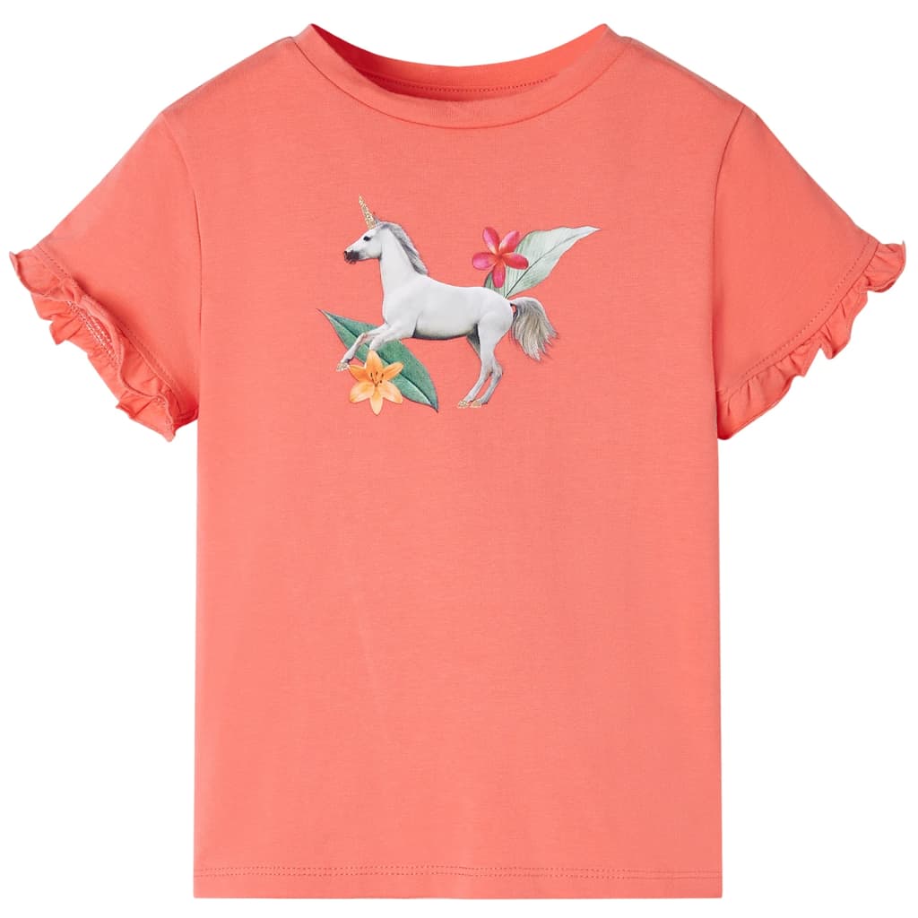 Tricou de copii cu mâneci scurte, imprimeu unicorn, corai, 104