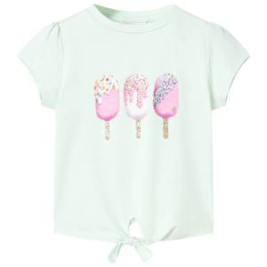 Otroška majica s kratkimi rokavi svetlo mint 128