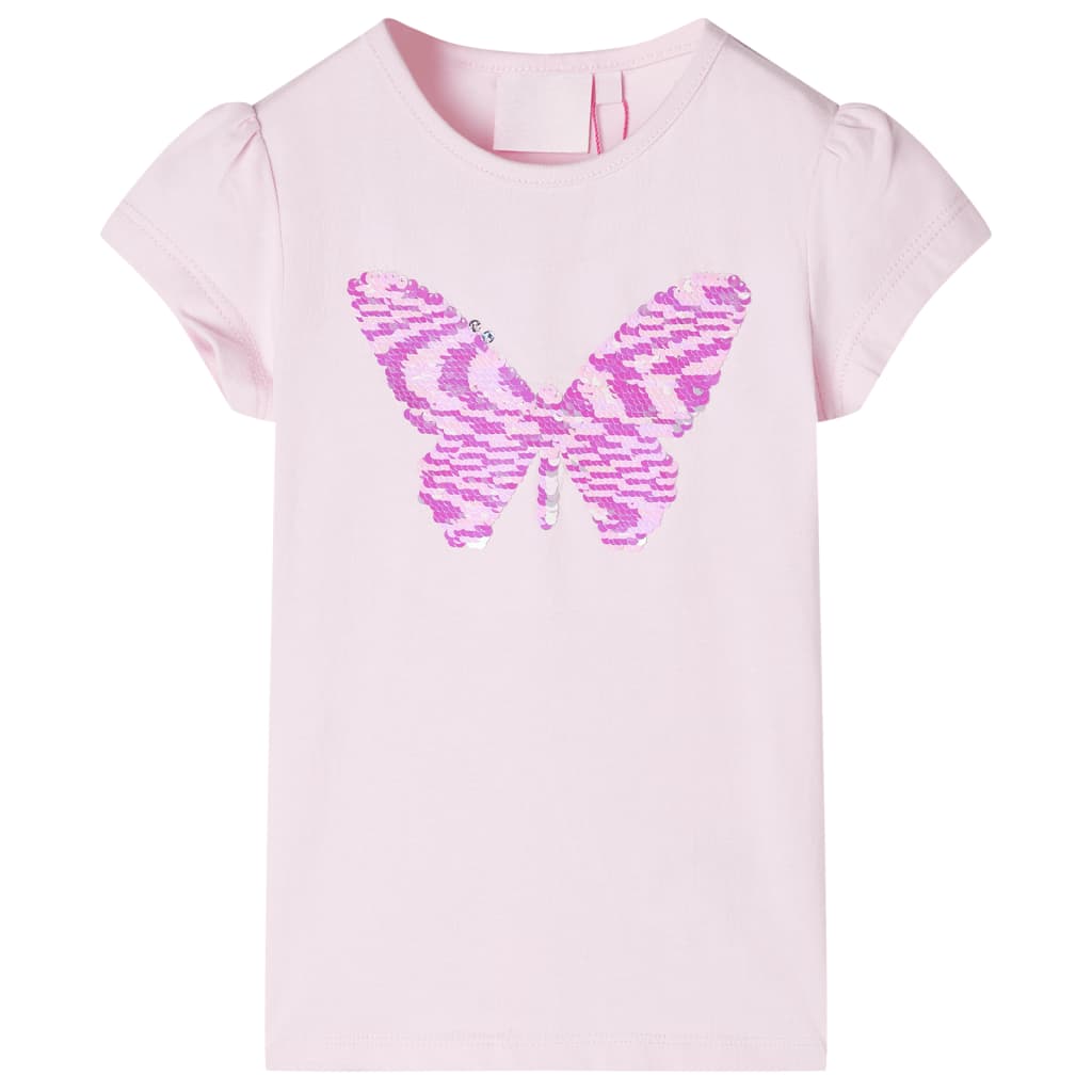 T-shirt pour enfants à mancherons rose pâle 116