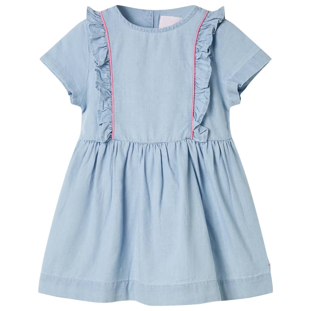 vidaXL Kinderkleid mit Rüschen Hellblau 104