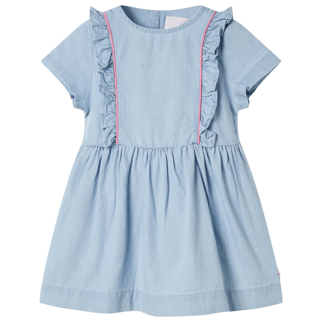 vidaXL Kinderkleid mit Rüschen Hellblau 128