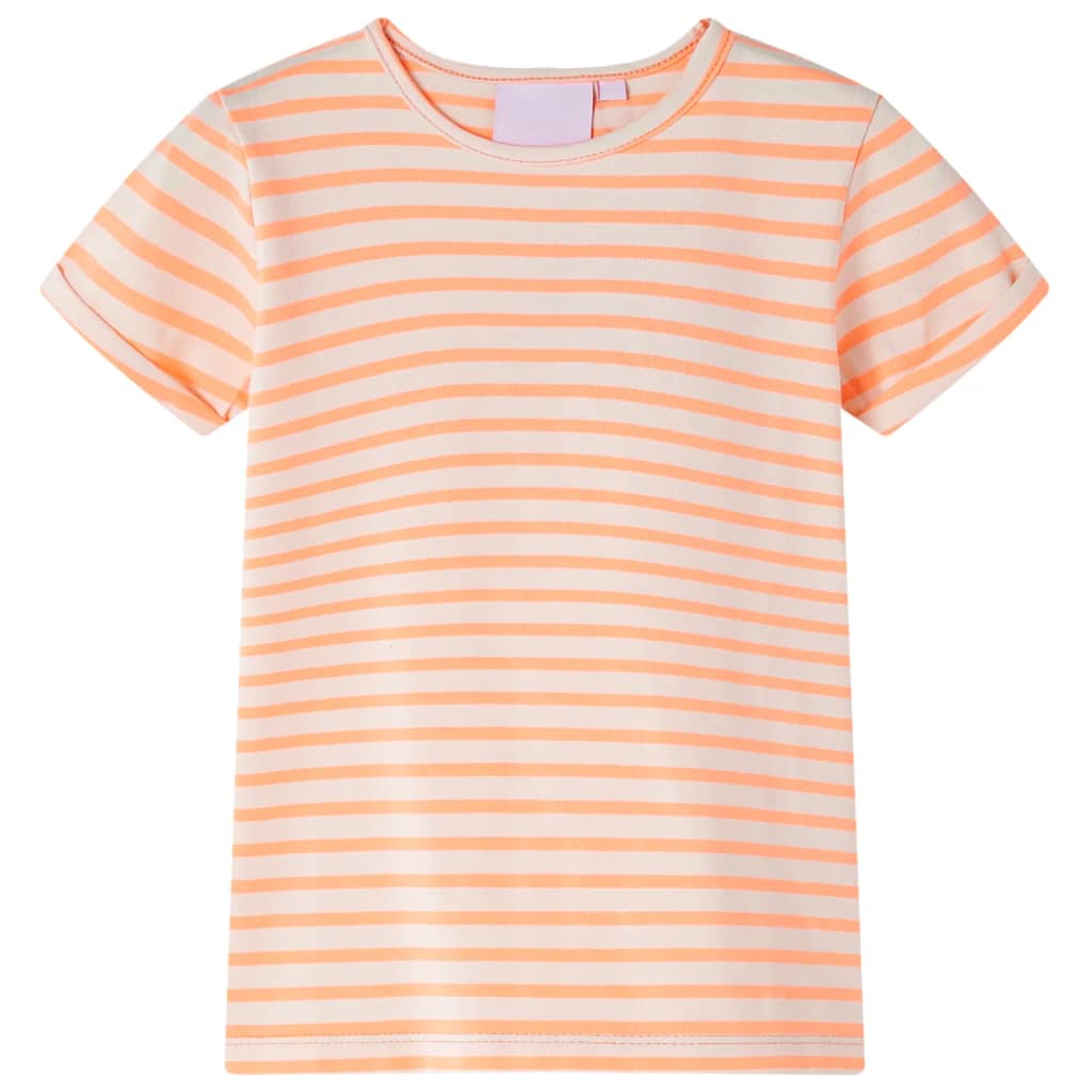 Tricou pentru copii, design cu dungi, portocaliu neon, 104