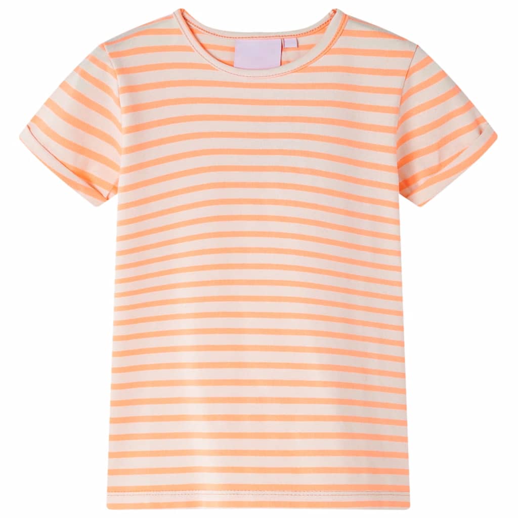 Tricou pentru copii, design cu dungi, portocaliu neon, 140