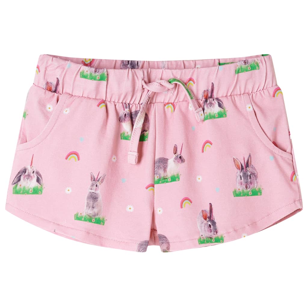Pantaloni scurți pentru copii cu șnur imprimeu iepuri roz deschis 116