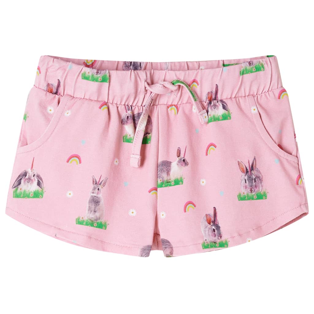 Kids' Shorts with Drawstring Toddler Children Pants Rabbit Print Light Pink vida