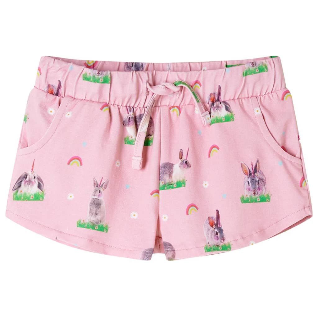 Pantaloni scurți pentru copii cu șnur imprimeu iepuri roz deschis 140