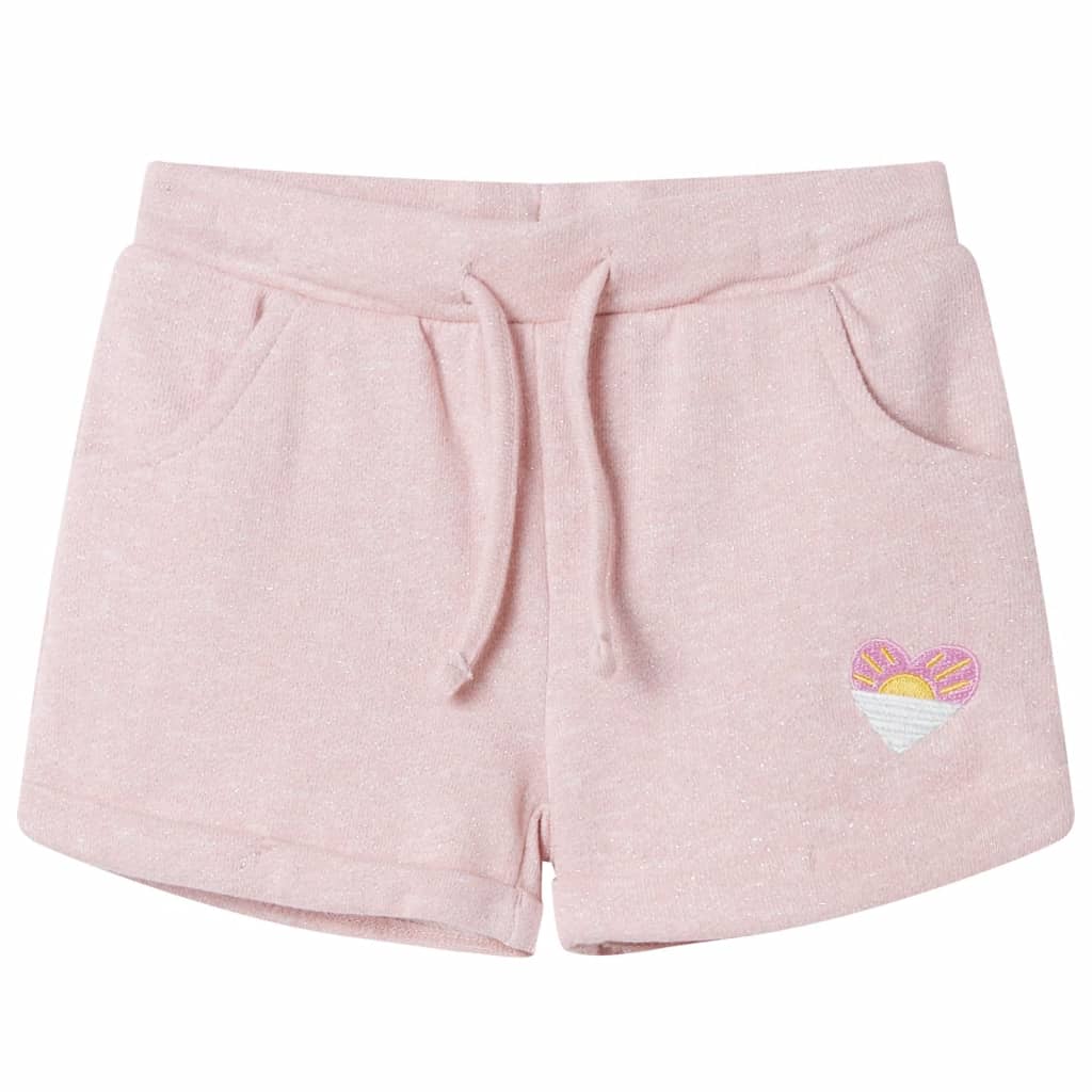 Pantaloni scurți pentru copii cu șnur, roz deschis combinat, 104