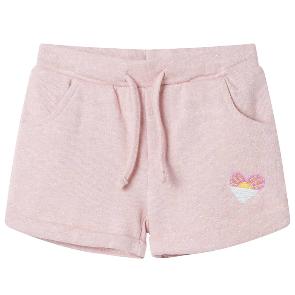 Pantaloni scurți pentru copii cu șnur, roz deschis combinat, 128