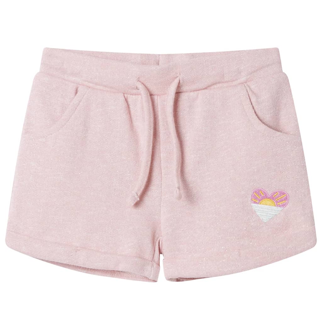 Pantaloni scurți pentru copii cu șnur, roz deschis combinat, 140