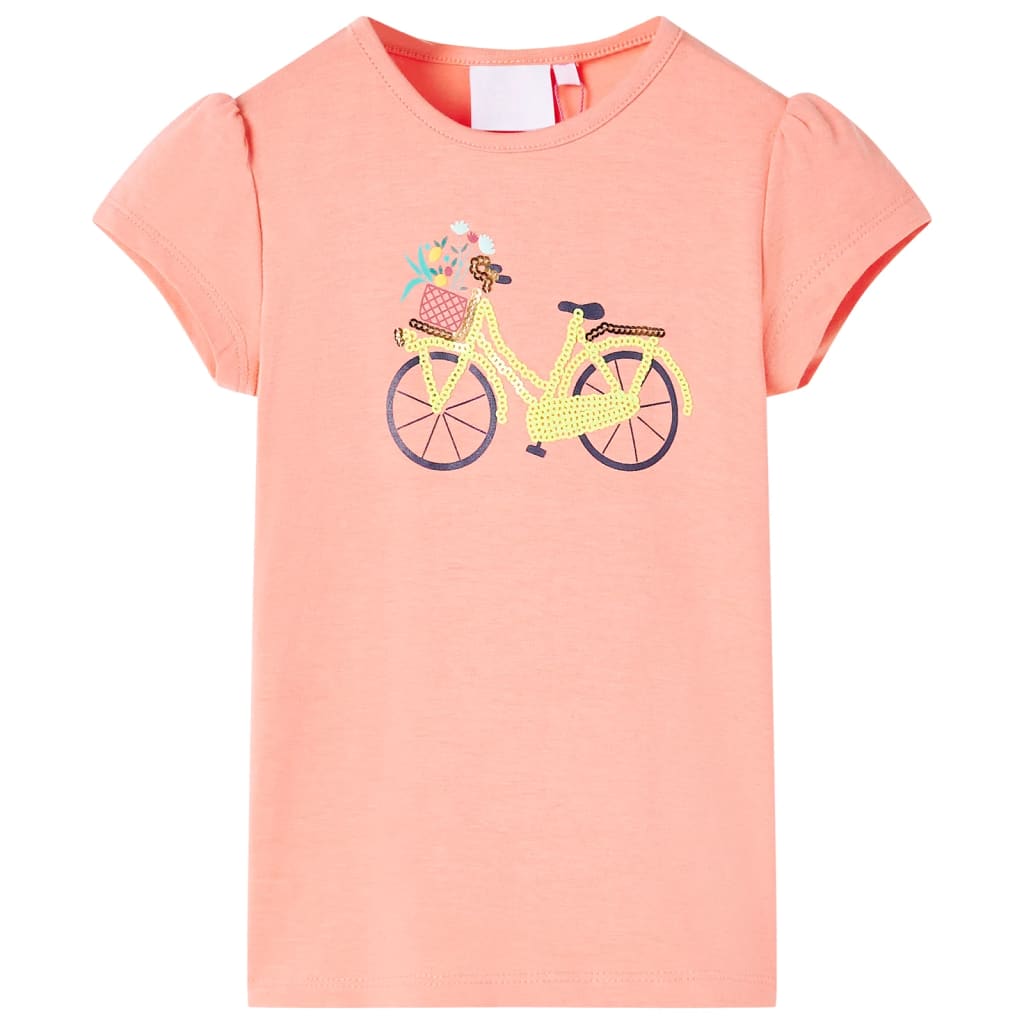 Tricou pentru copii, imprimeu bicicletă, corai neon, 116