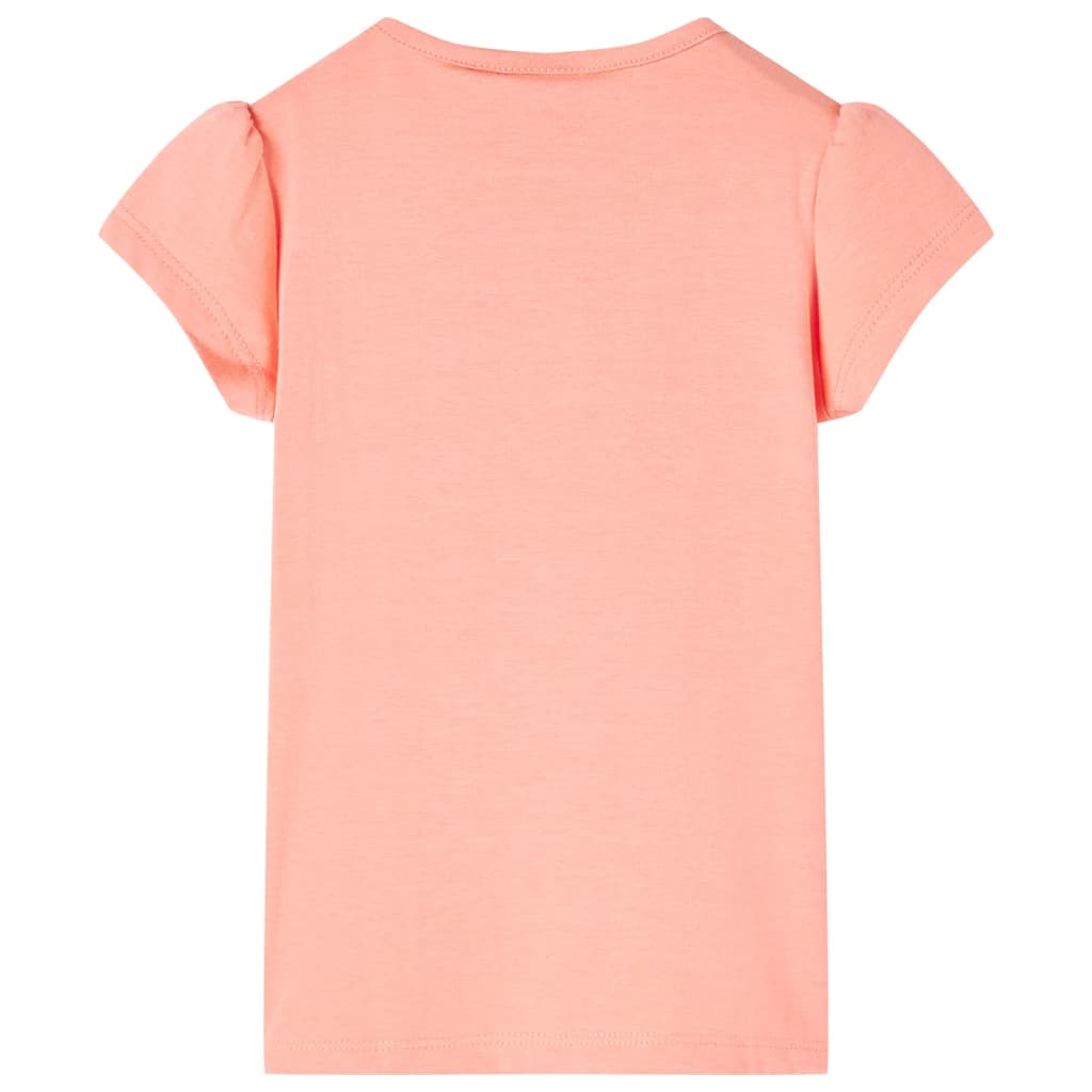 vidaXL Kindershirt 128 neonkoraalkleurig afbeelding