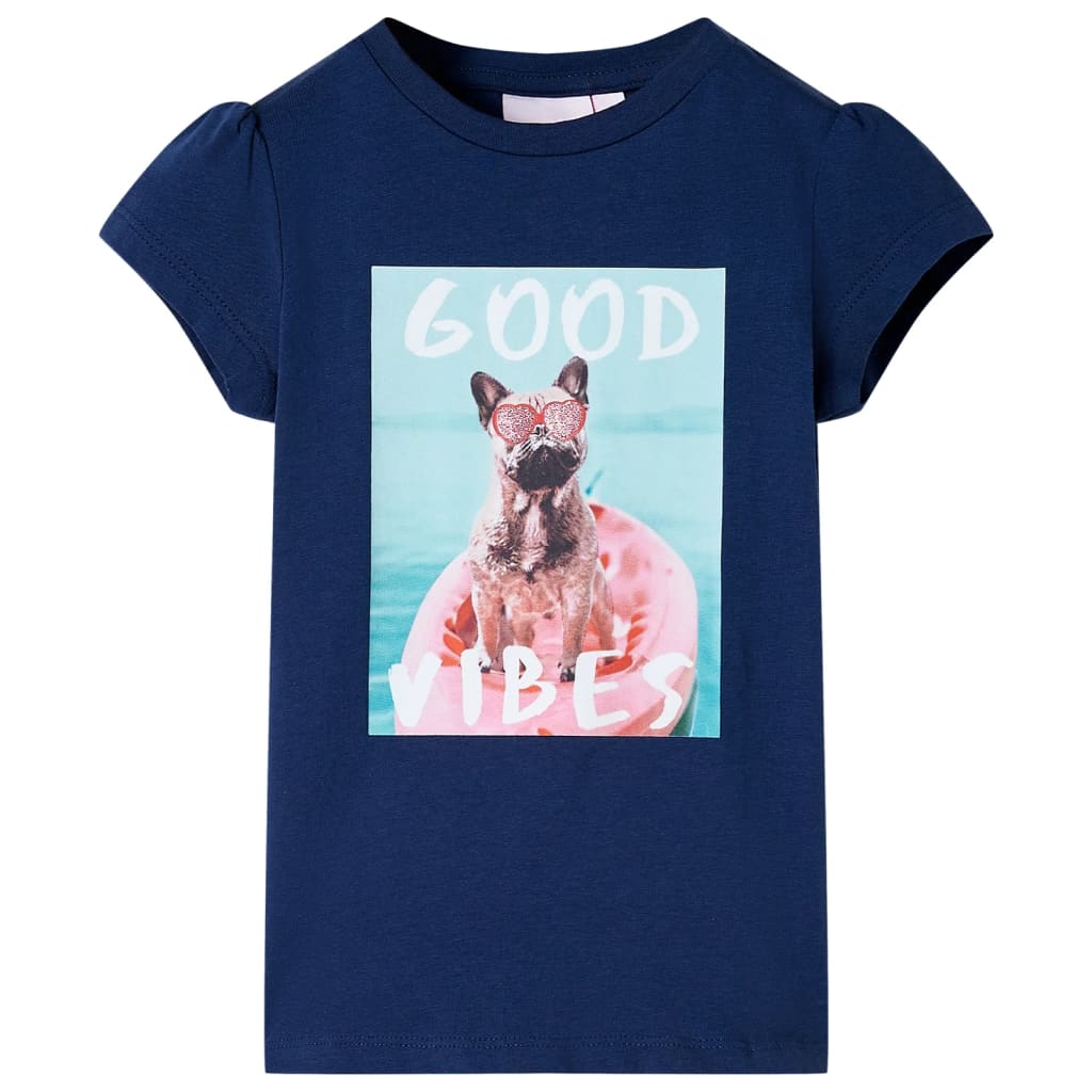Tricou pentru copii cu imprimeu câine în barcă, bleumarin, 104