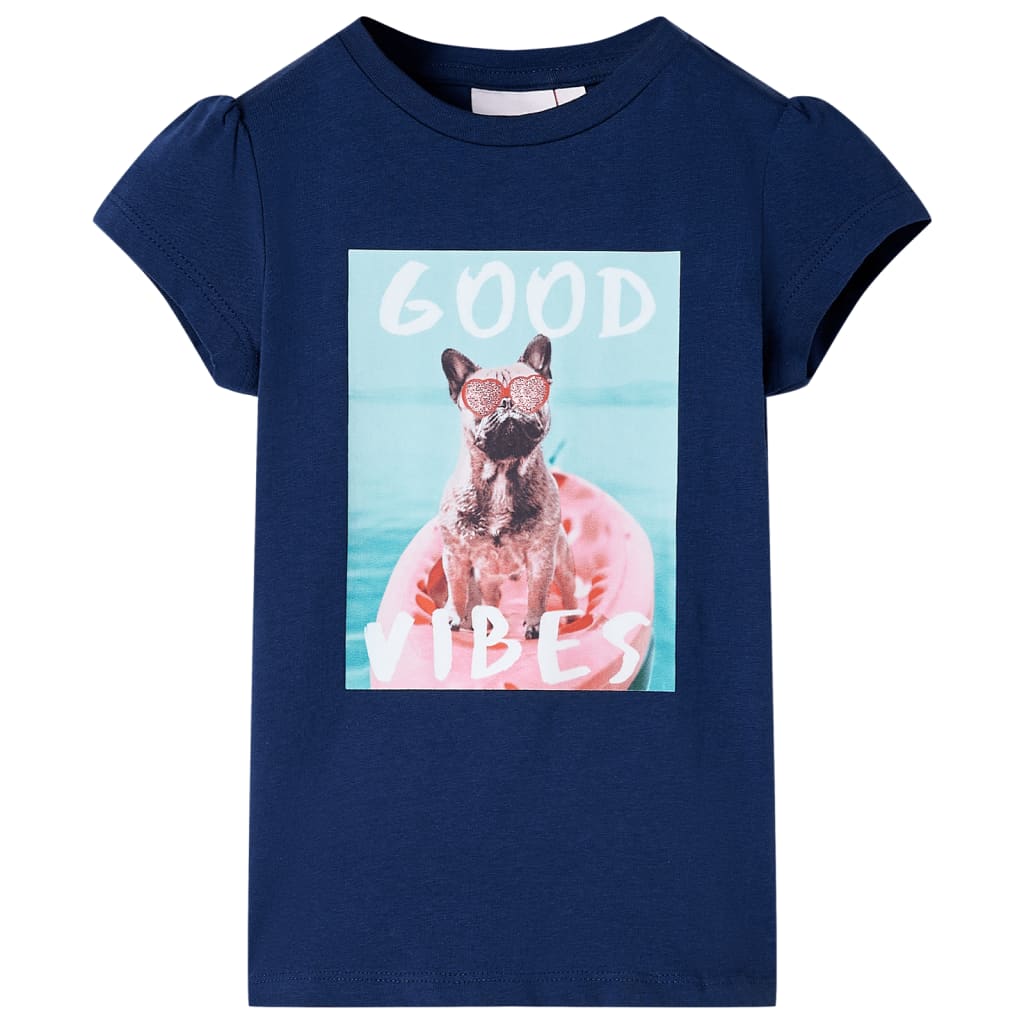 Tricou pentru copii cu imprimeu câine în barcă, bleumarin, 116