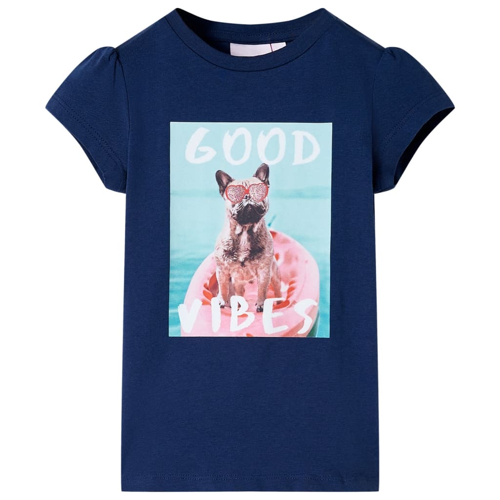Tricou pentru copii cu imprimeu câine în barcă, bleumarin, 128