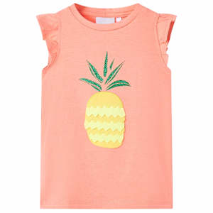 Otroška majica s kratkimi rokavi neon koralna 128