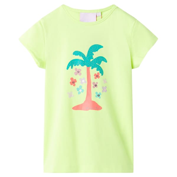 vidaXL Laste T-s&auml;rk, fluo kollane, 116