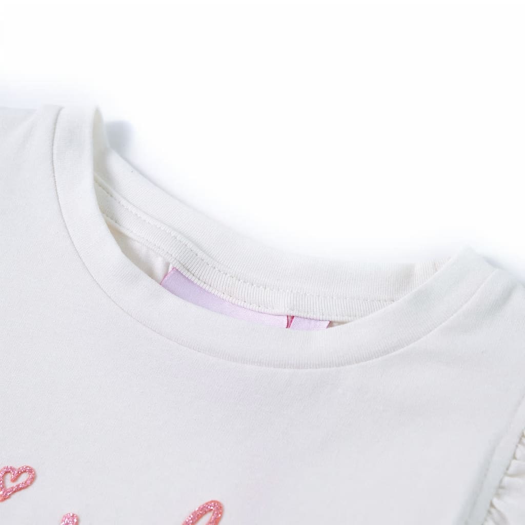 Thumbnail - vidaXL Kinder-T-Shirt mit Rüschenärmeln Ecru 128