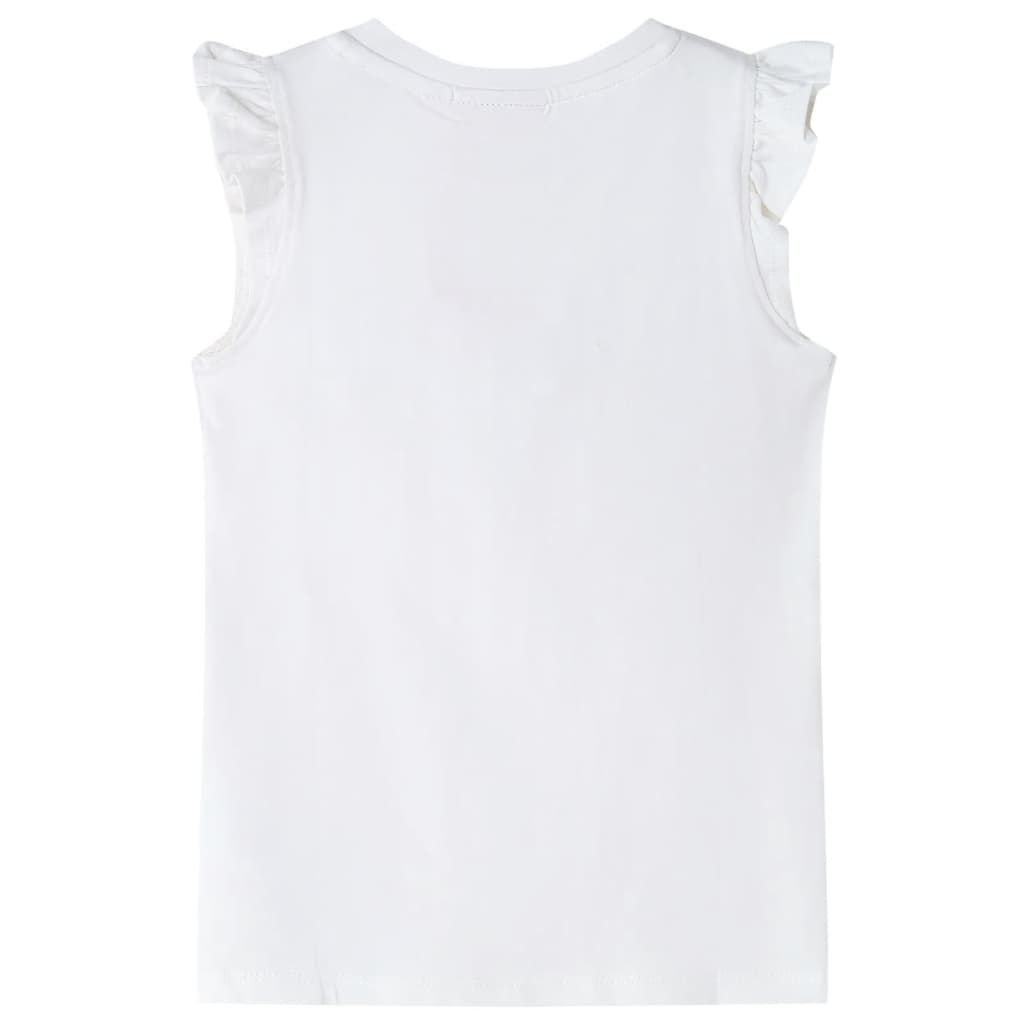vidaXL Kindershirt met ruches aan de mouwen 140 ecru afbeelding