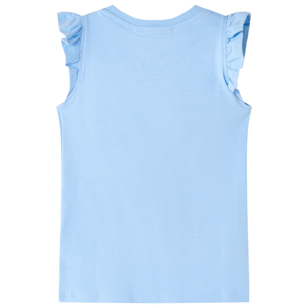 vidaXL Kindershirt met ruches aan de mouwen 116 lichtblauw afbeelding