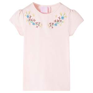 Otroška majica s kratkimi rokavi nežno roza 140