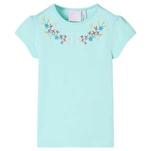 Otroška majica s kratkimi rokavi svetlo turkizna 128