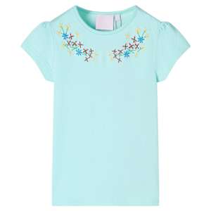 Otroška majica s kratkimi rokavi svetlo turkizna 140