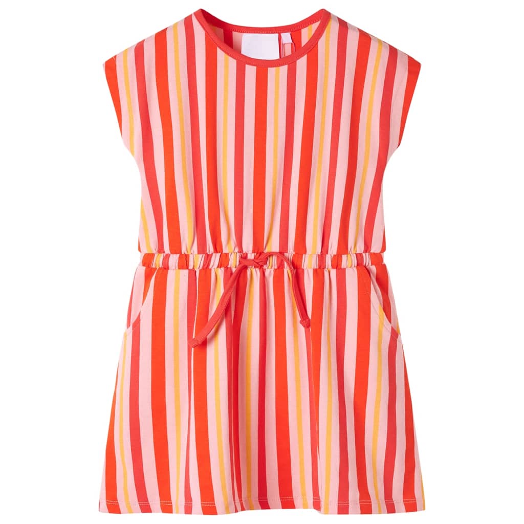 vidaXL Kinderkleid mit Kordelzug Rosa und Rot 128