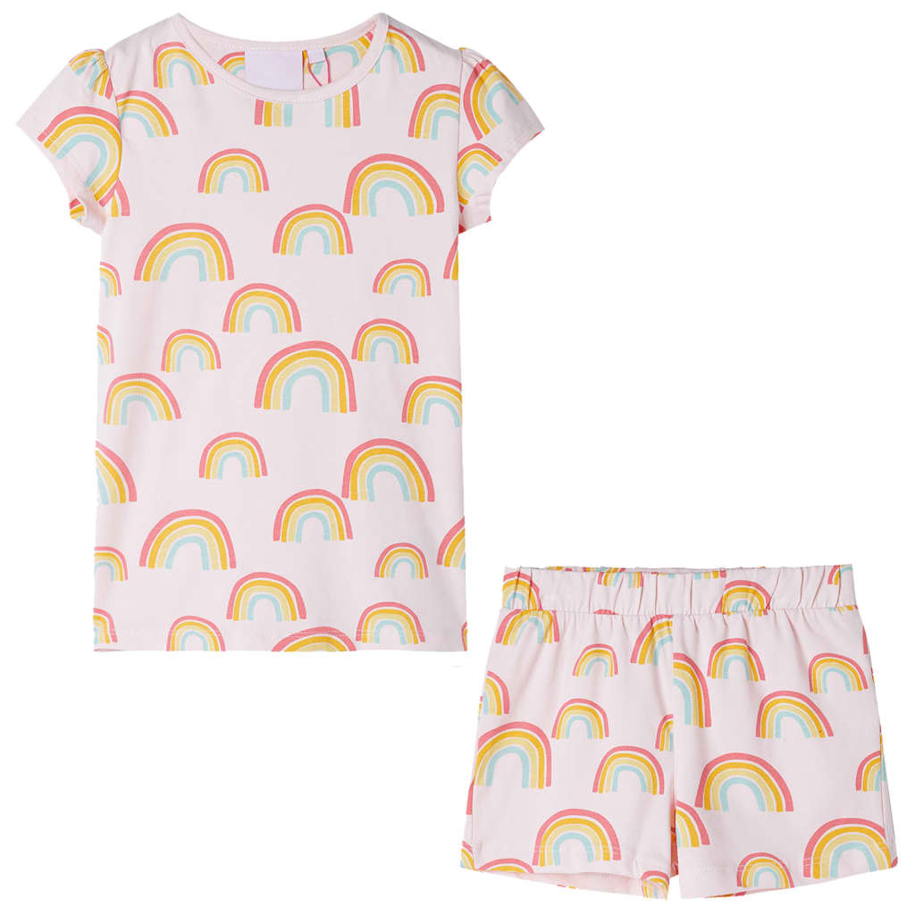 Pijamale pentru copii cu mâneci scurte, roz pal, 116