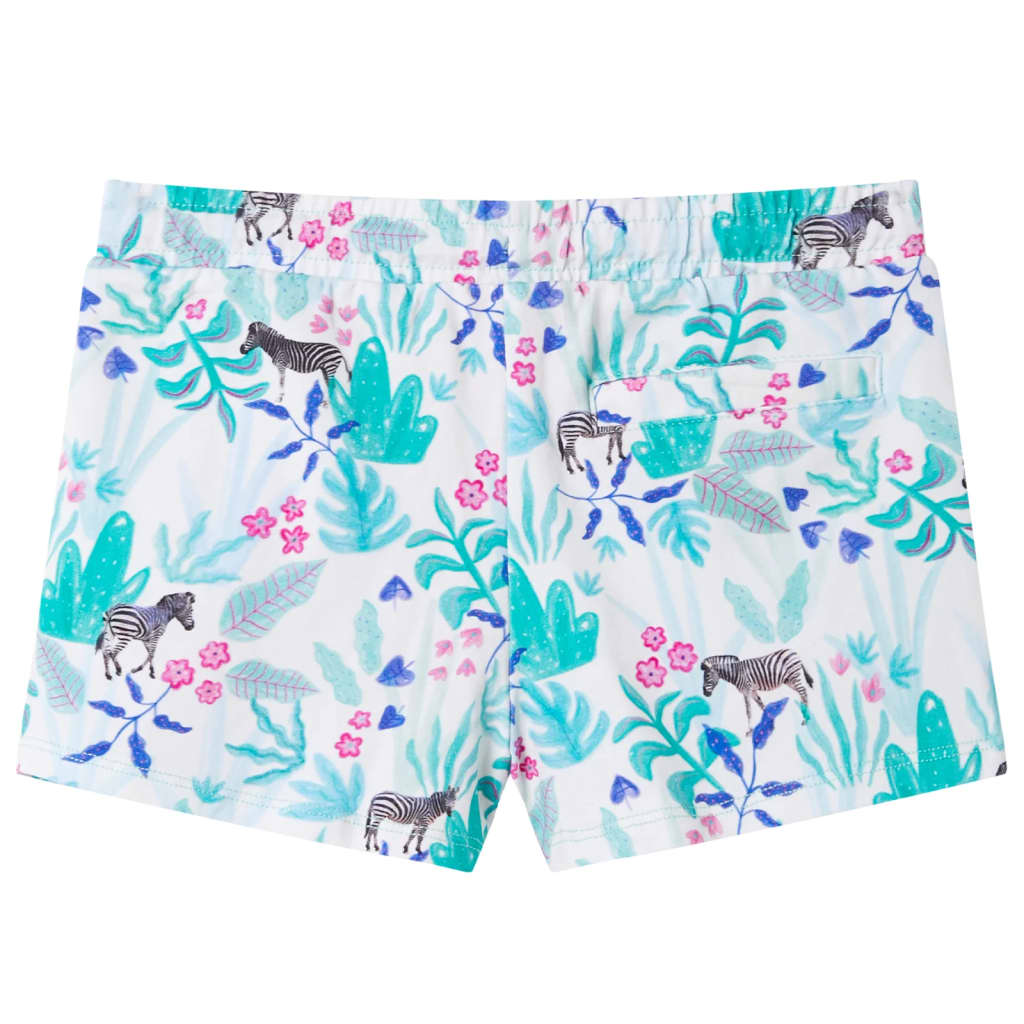vidaXL Kindershorts met trekkoord 92 ecru en donkermint afbeelding