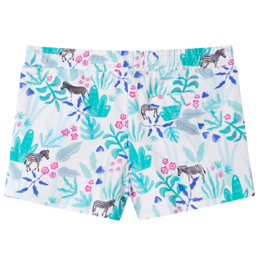 vidaXL Kindershorts met trekkoord 140 ecru en donkermint afbeelding