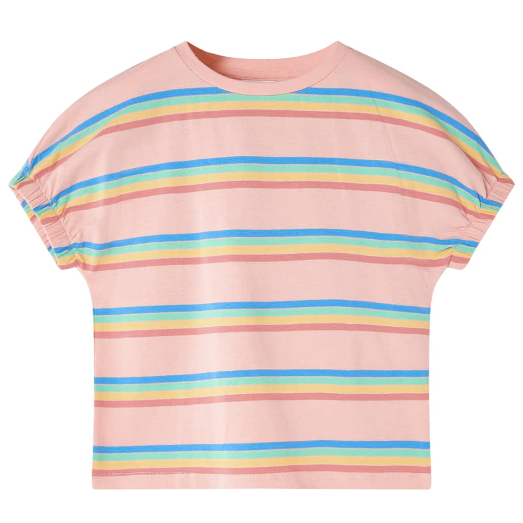 Tricou pentru copii, imprimeu dungi curcubeu, piersică, 104